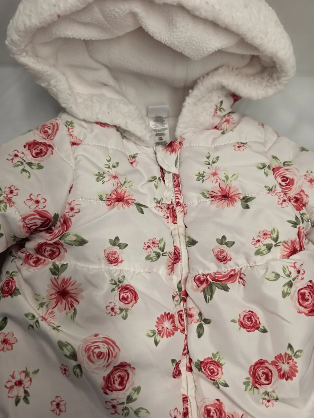 Little Me White Floral Baby Hooded Jacket